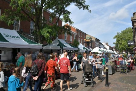Stone High Street Market busy day