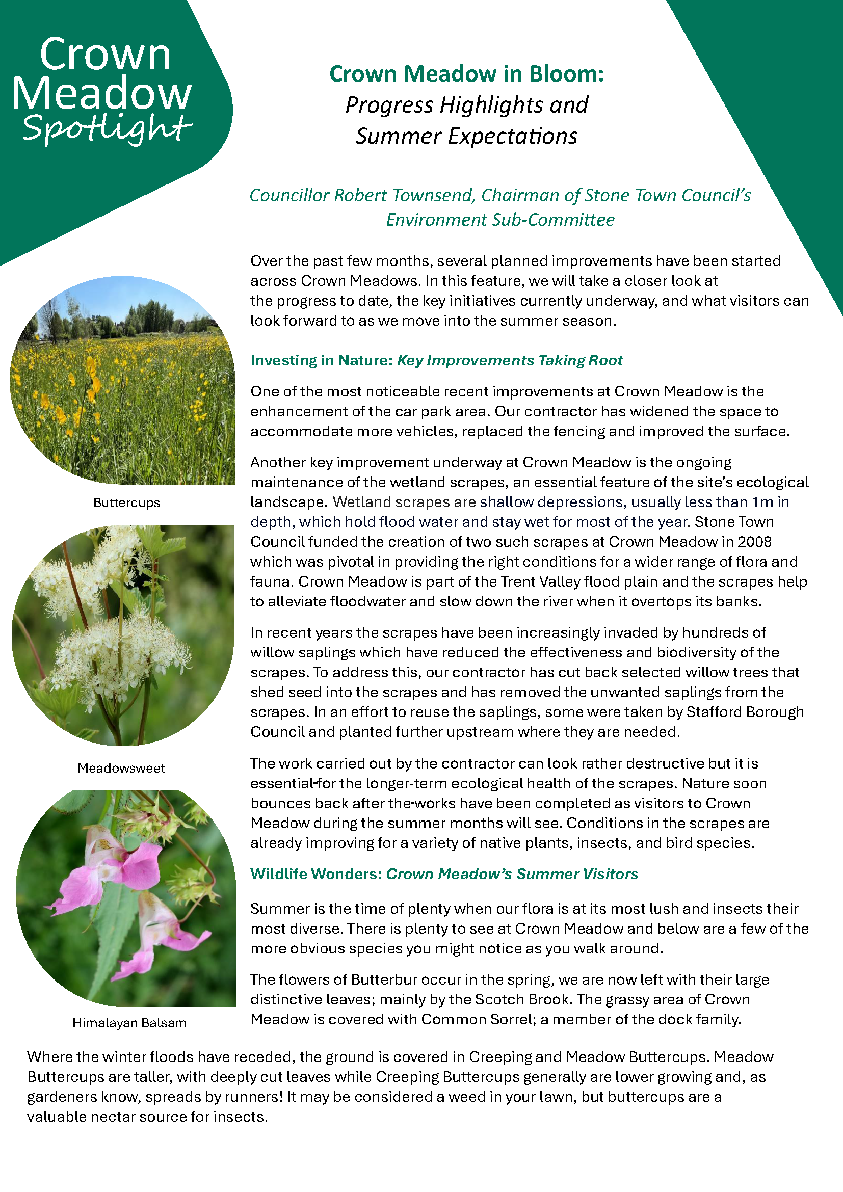 Jul Aug Submission - Crown Meadows Article - FINAL_Page_1 Crown Meadow in Bloom - Progress Highlights and Summer Expectations