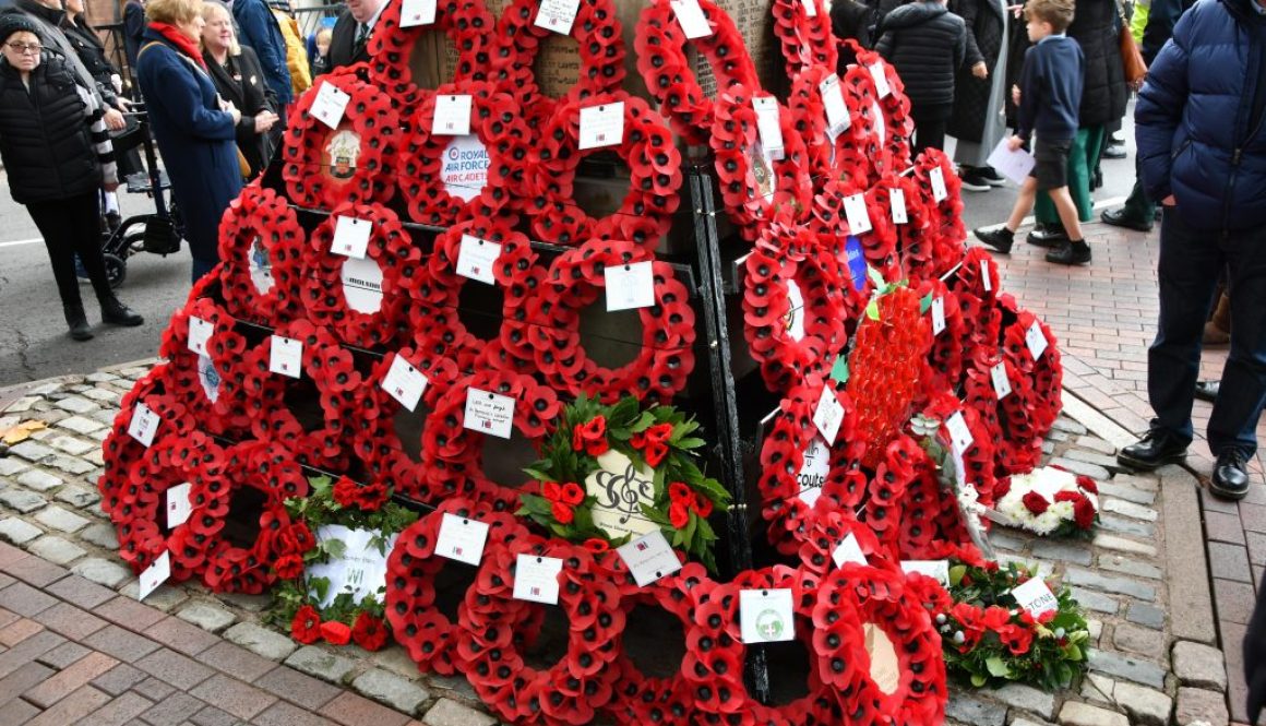 Wreaths at Stone War Memorial 2025